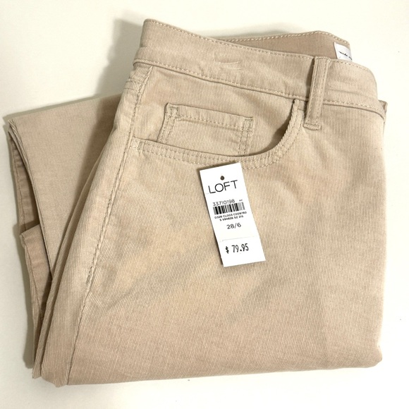 LOFT Corduroy Pants NWT in Tan Cream Sz 6/28 - Picture 10 of 12